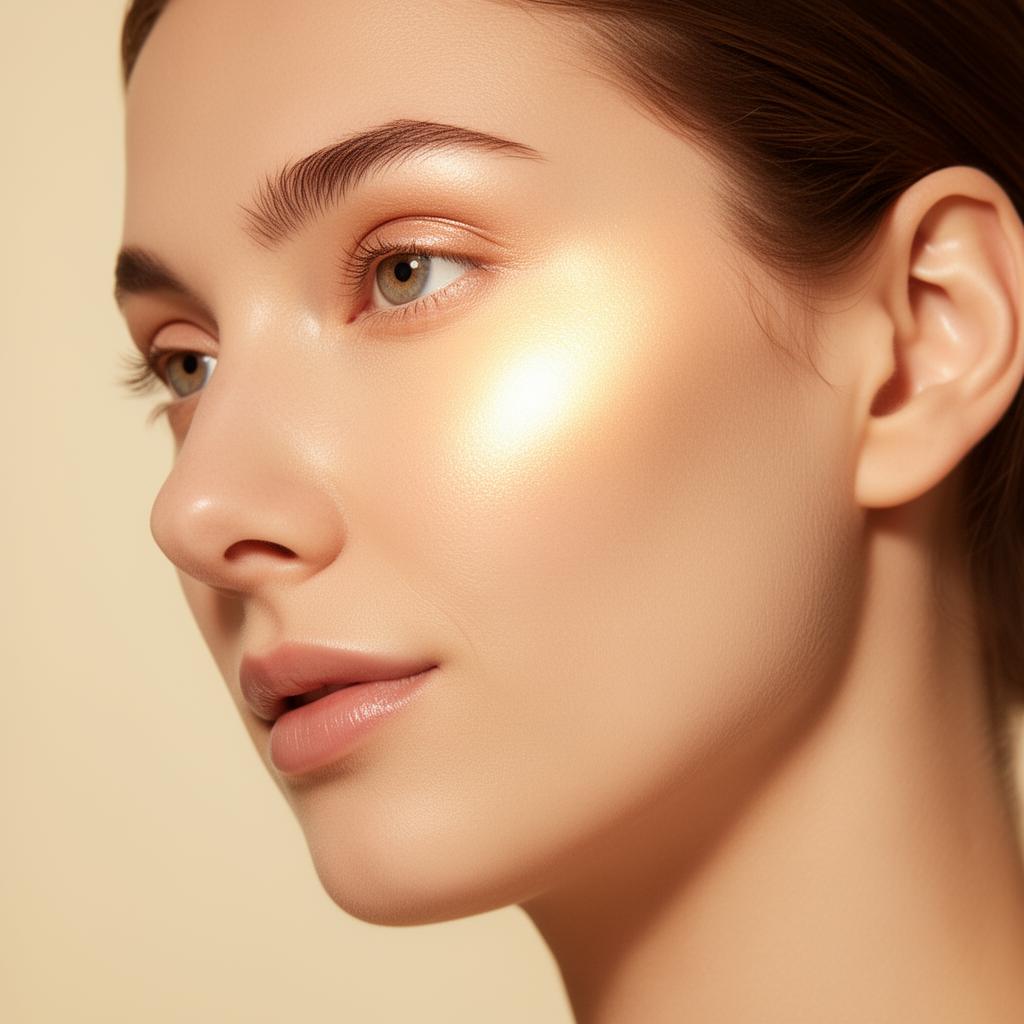 Close-up portrait of glowing skin